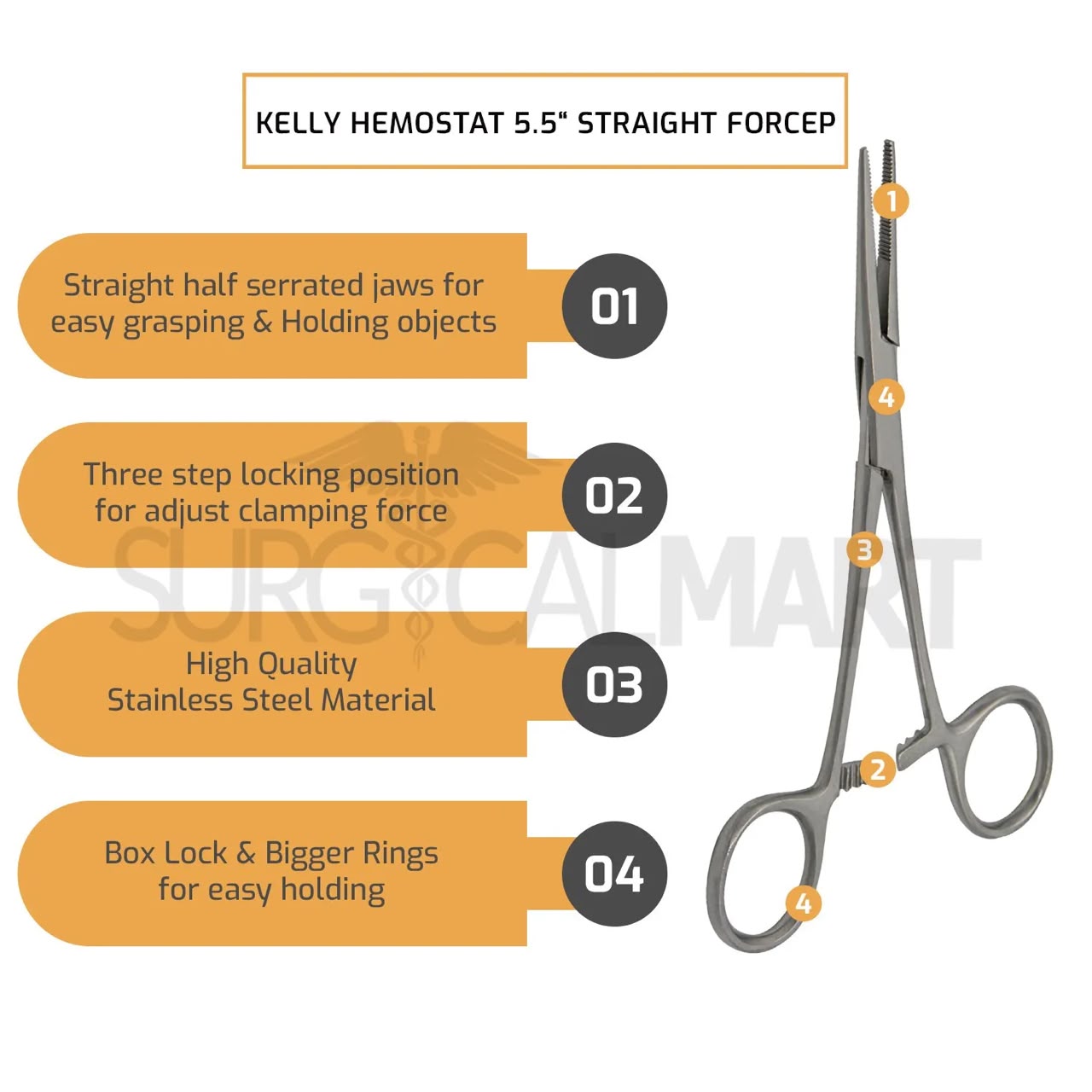 Kelly Haemostatic Forceps – 14.5 cm